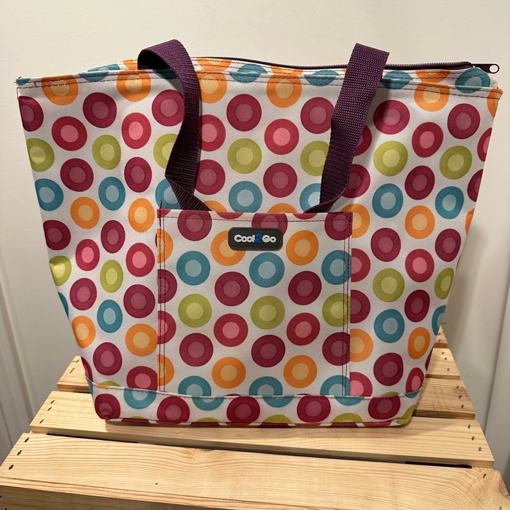 NEW Cool2Go Colorful Polka Dot Cooler Insulated Tote Bag - Picture 5 of 7